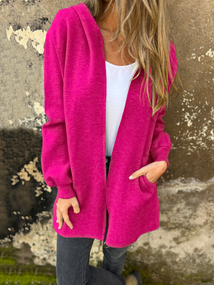 VENTE DE LIQUIDATION🔥 Veste décontractée à manches longues et col rond avec fermeture éclair