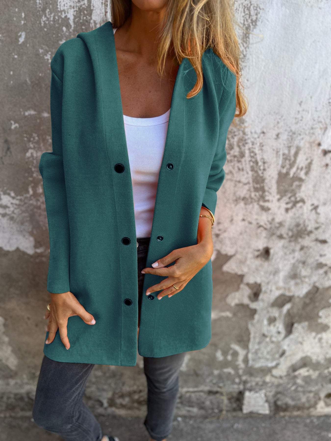 RÄUMUNGSVERKAUF🔥 Freizeitjacke mit Kapuze und einer Knopfleiste
