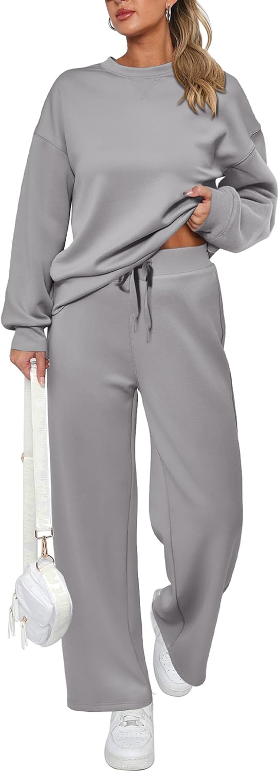 Damen Baumwoll-Zweiteiler Oversize-Half-Zip-Sweatshirt Weite Jogginghose Freizeitanzug