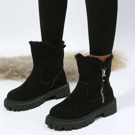 Bottines Martin zippées fourrées pour femme