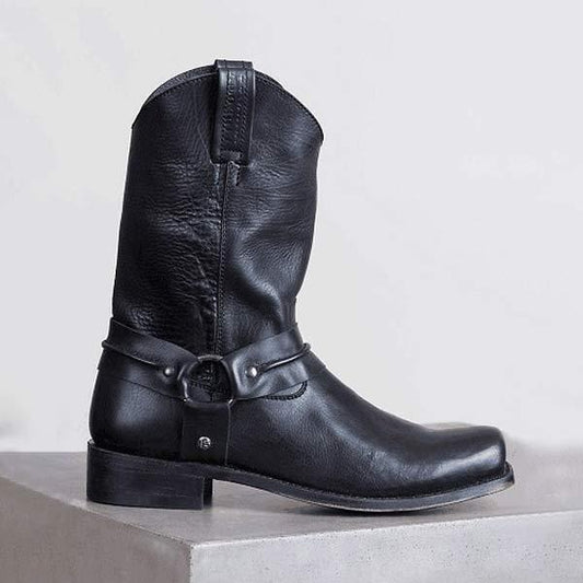Bottes Mi-Mollet Vintage à Talon Bas Pour Femmes