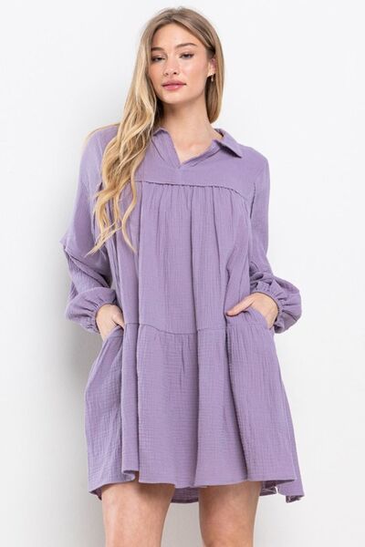 Mini-robe Ces Femme à col Johnny et manches ballon