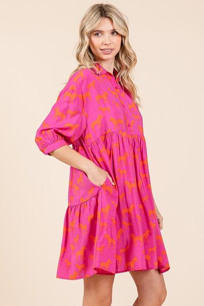 Robe courte boutonnée Mittoshop imprimé zèbre