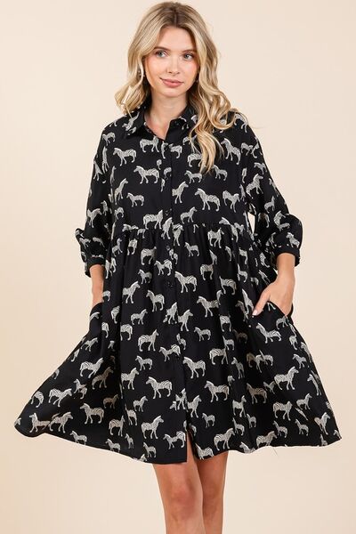 Mini-robe chemise boutonnée à imprimé zèbre Mittoshop