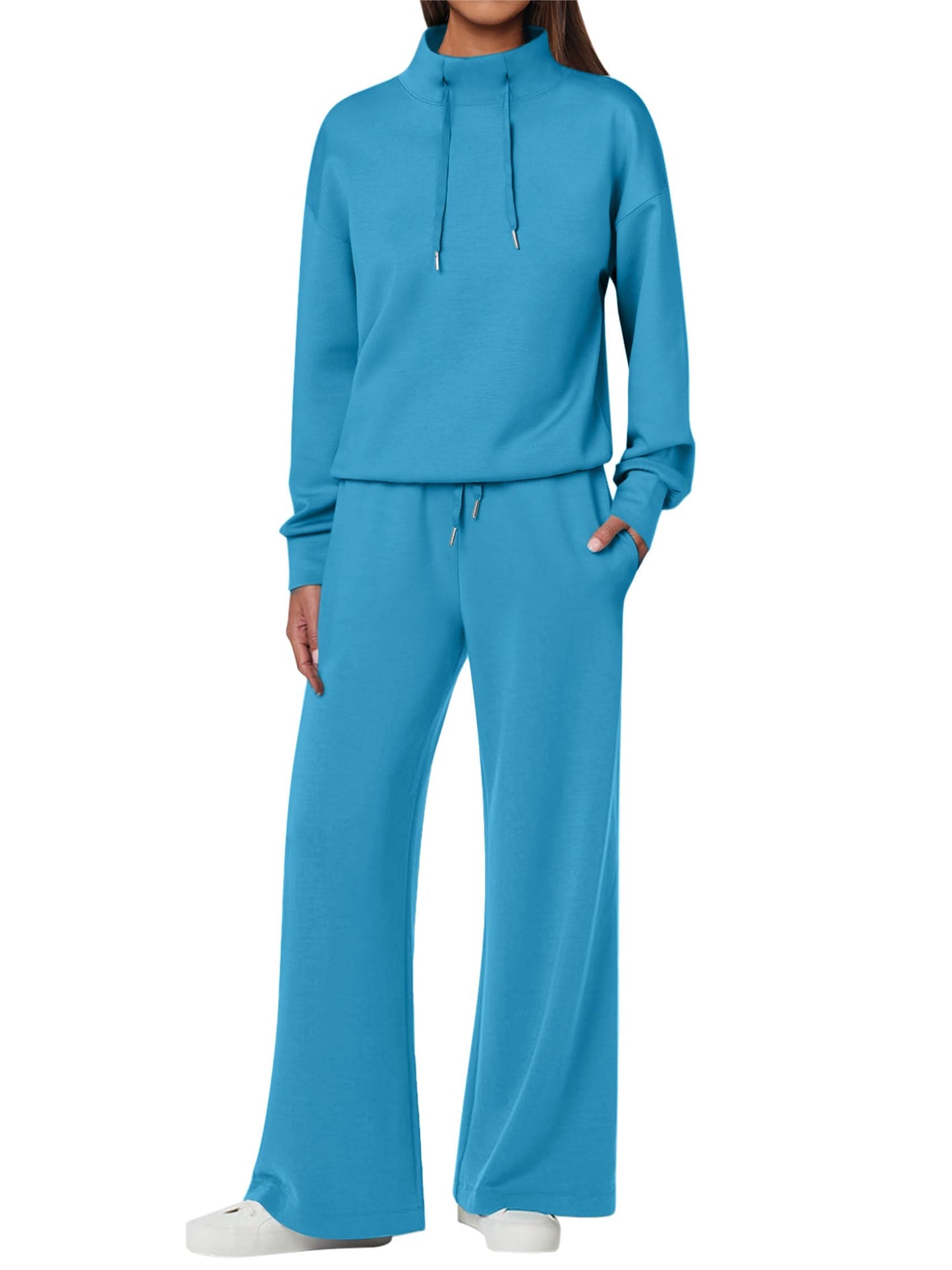 NEU 🔥 Damen Baumwolle Zweiteiler Oversized Kapuzenpullover Weite Beine Jogginghose Lässiges Set
