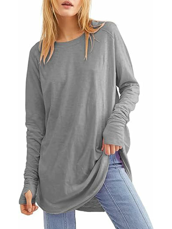 T-shirts amples décontractés pour femmes avec trous pour les pouces (3 achetés = livraison gratuite)