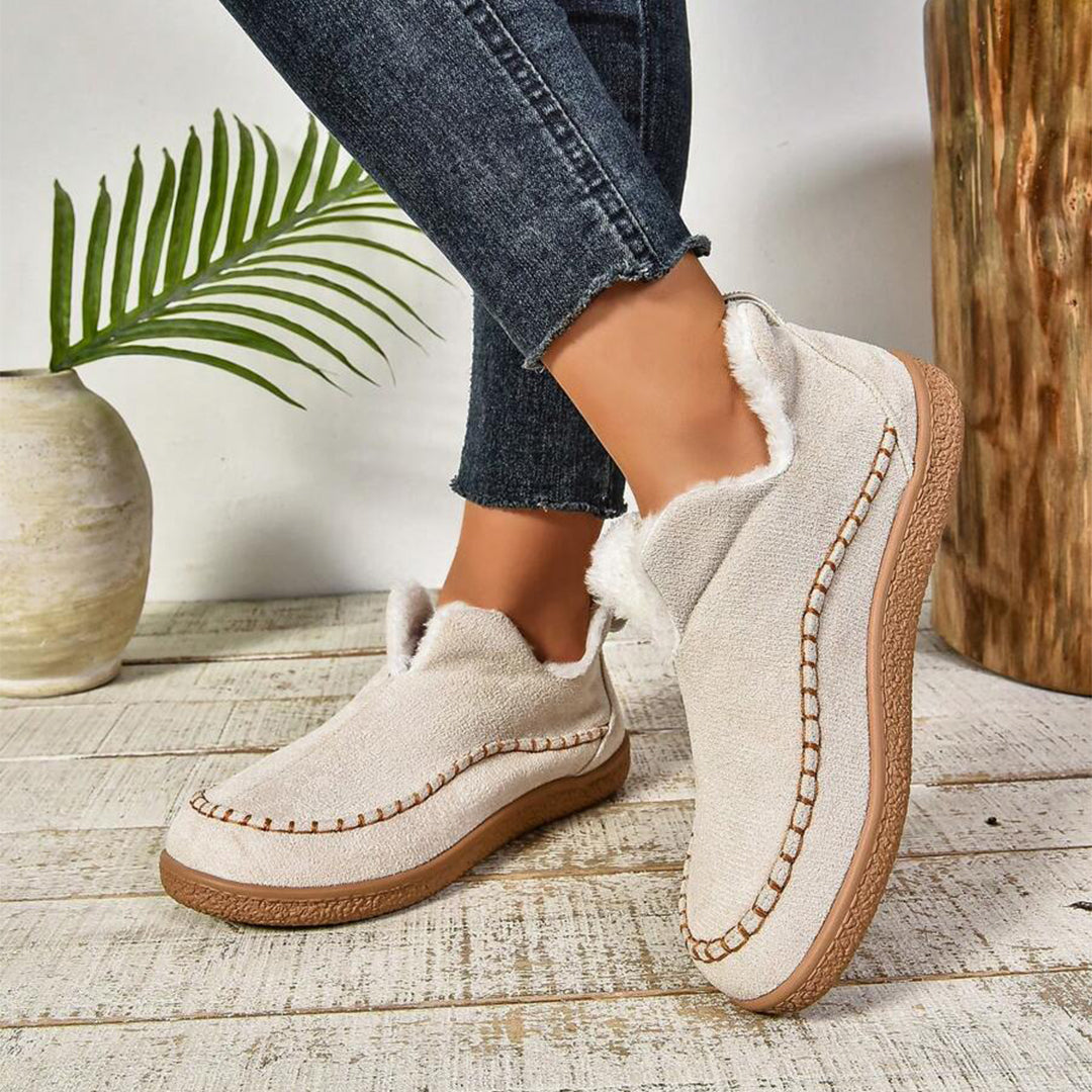 Bottines Fourrées Chaudes à Enfiler avec Semelle Épaisse Antidérapante