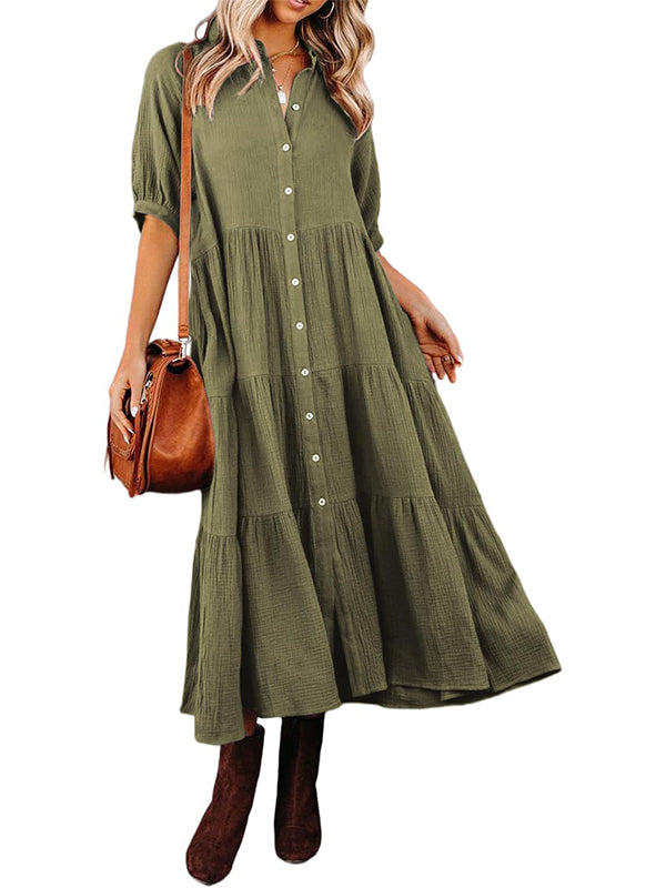 Robe longue évasée à volants et boutonnée pour femme, avec poches (2 achetées, livraison gratuite)