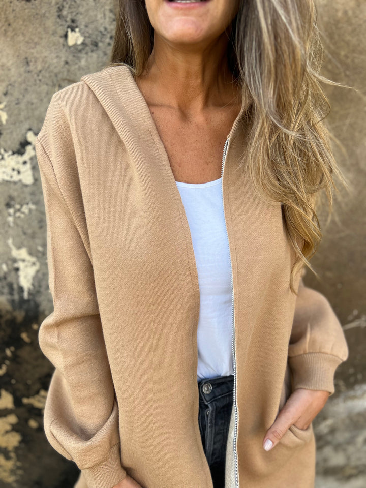 VENTE DE LIQUIDATION🔥 Veste décontractée à manches longues et col rond avec fermeture éclair