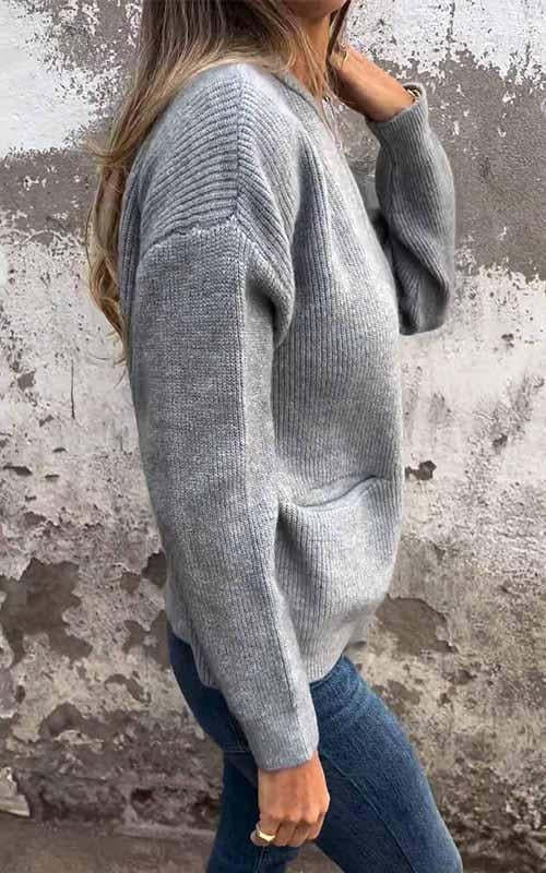 Räumungsverkauf🔥 Strickjacke mit Rundhalsausschnitt und Reißverschluss