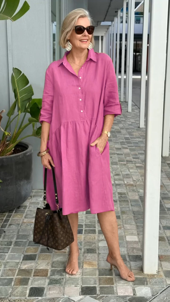 🎉🔥DERNIER JOUR -50%🔥 Nouvelle robe décontractée en coton et lin pour femme