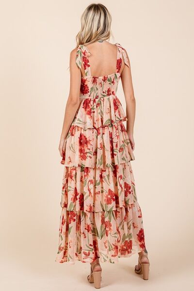 Robe longue Mittoshop à superposition florale et encolure cœur
