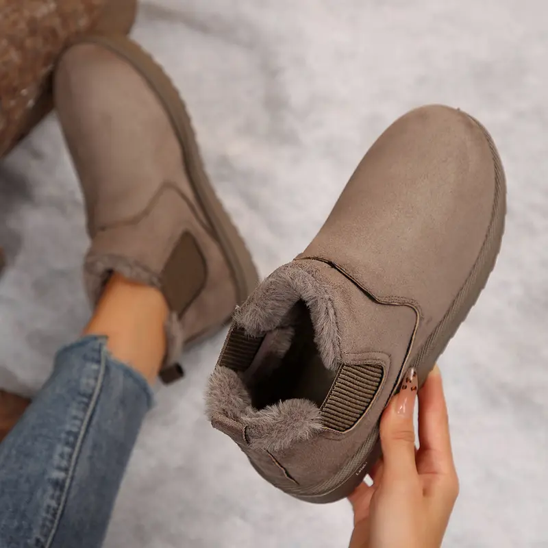 🔥 Heute bestellen & 49% RABATT erhalten - Bequeme, runde, flauschig gefütterte Slip-On Knöchel-Winterstiefel