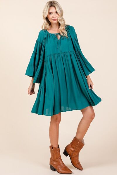 Robe Mittoshop à volants, col lavallière et manches cloche
