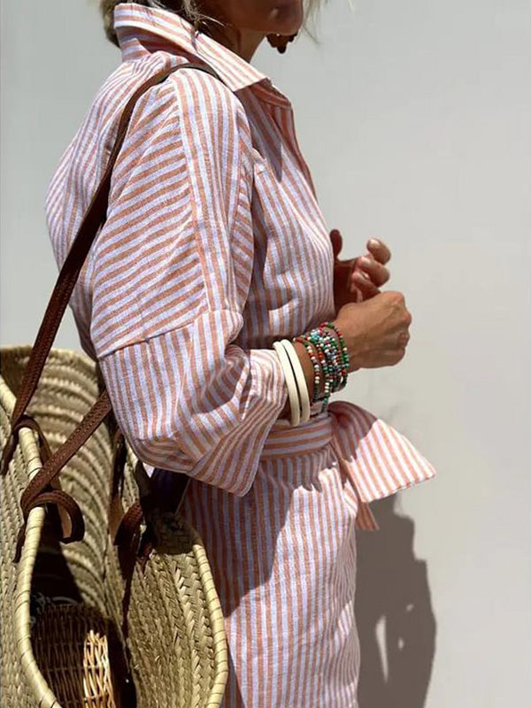 Robe chemise d'été classique à rayures