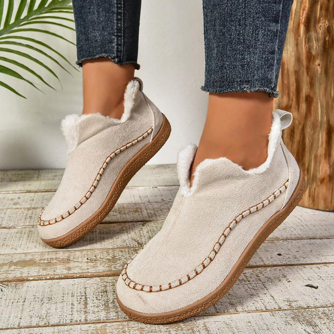 Bottines Fourrées Chaudes à Enfiler avec Semelle Épaisse Antidérapante