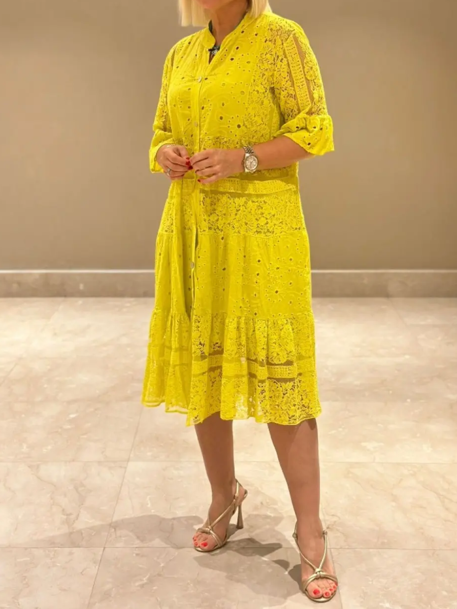 LIQUIDATION🔥Robe ajourée mi-manches col V pour femme