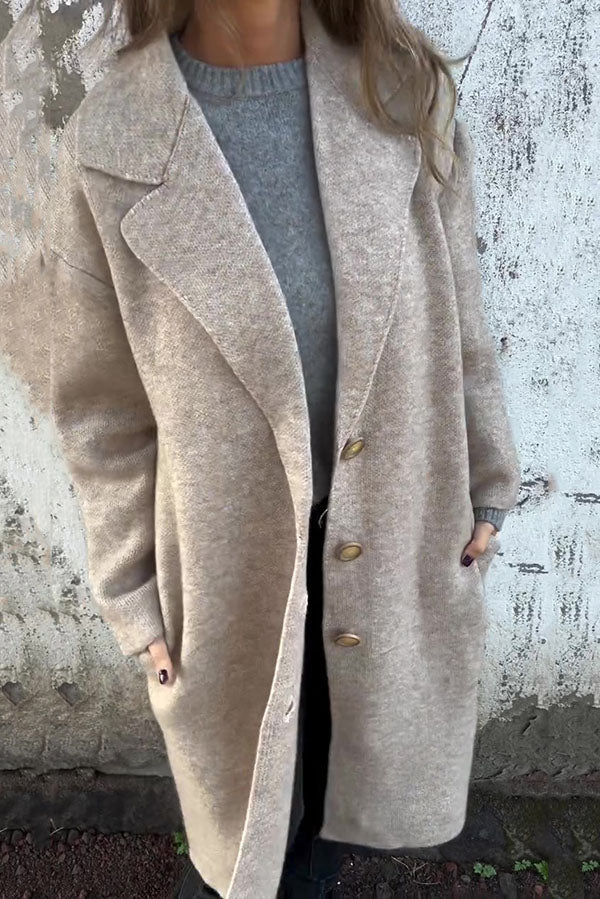 VENTE FLASH🔥 Veste décontractée ample à manches longues et revers de couleur unie - 48 % de réduction