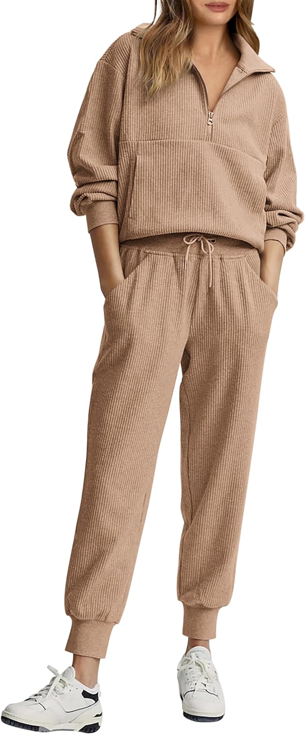 NEU 🔥 Zweiteiliges Damen-Set aus Baumwolle: Oversized-Sweatshirt mit Kordelzug und weite Sweatpants im Casual-Stil