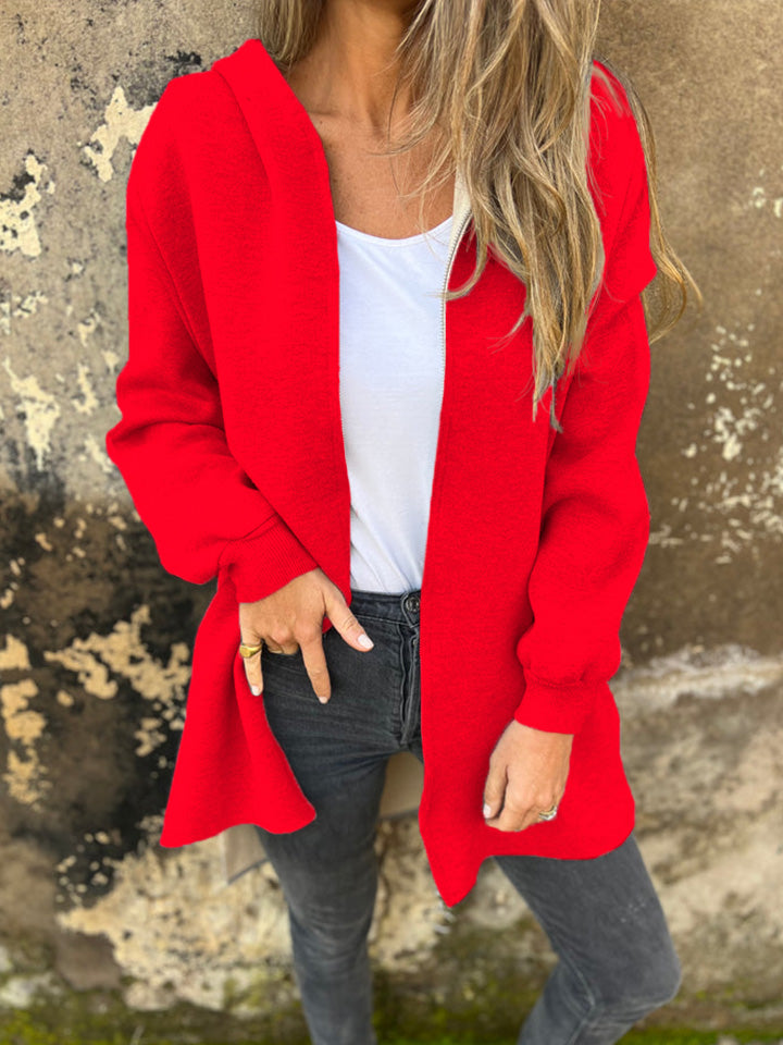 VENTE DE LIQUIDATION🔥 Veste décontractée à manches longues et col rond avec fermeture éclair