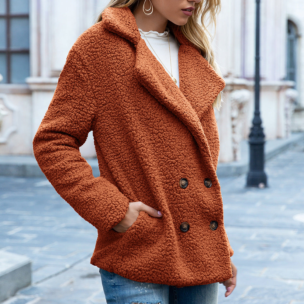 Damen Freizeit Plüsch Verdickter Mantel