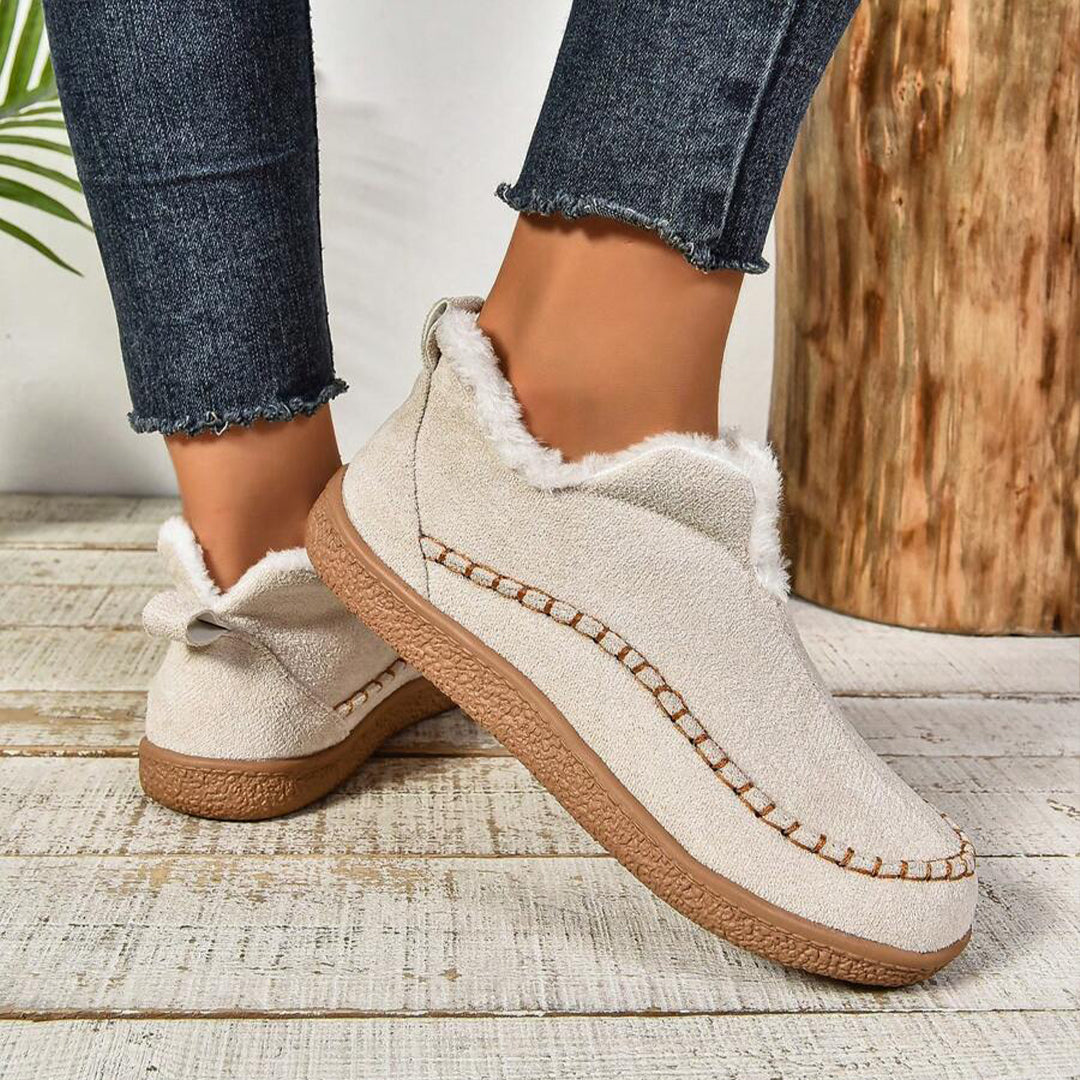 Bottines Fourrées Chaudes à Enfiler avec Semelle Épaisse Antidérapante
