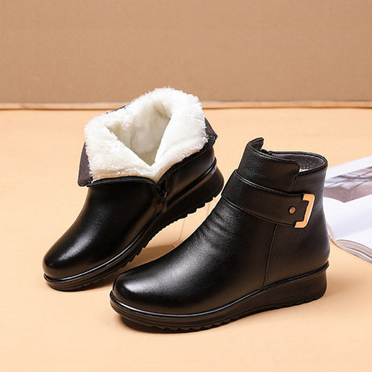🔥Letzter Tag Promotion 50% RABATT - Damen Metall Schnalle Echtes Leder Wolle Orthopädische Stiefel