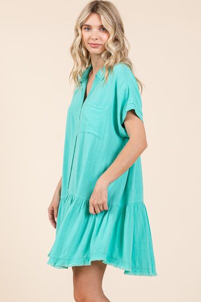 Mini-robe chemise en mélange de lin et boutonnée Mittoshop
