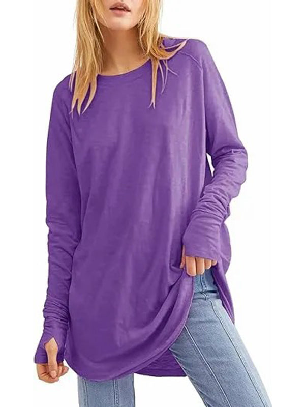 T-shirts amples décontractés pour femmes avec trous pour les pouces (3 achetés = livraison gratuite)