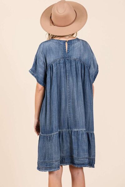 Robe courte ample en jean chambray délavé Mittoshop