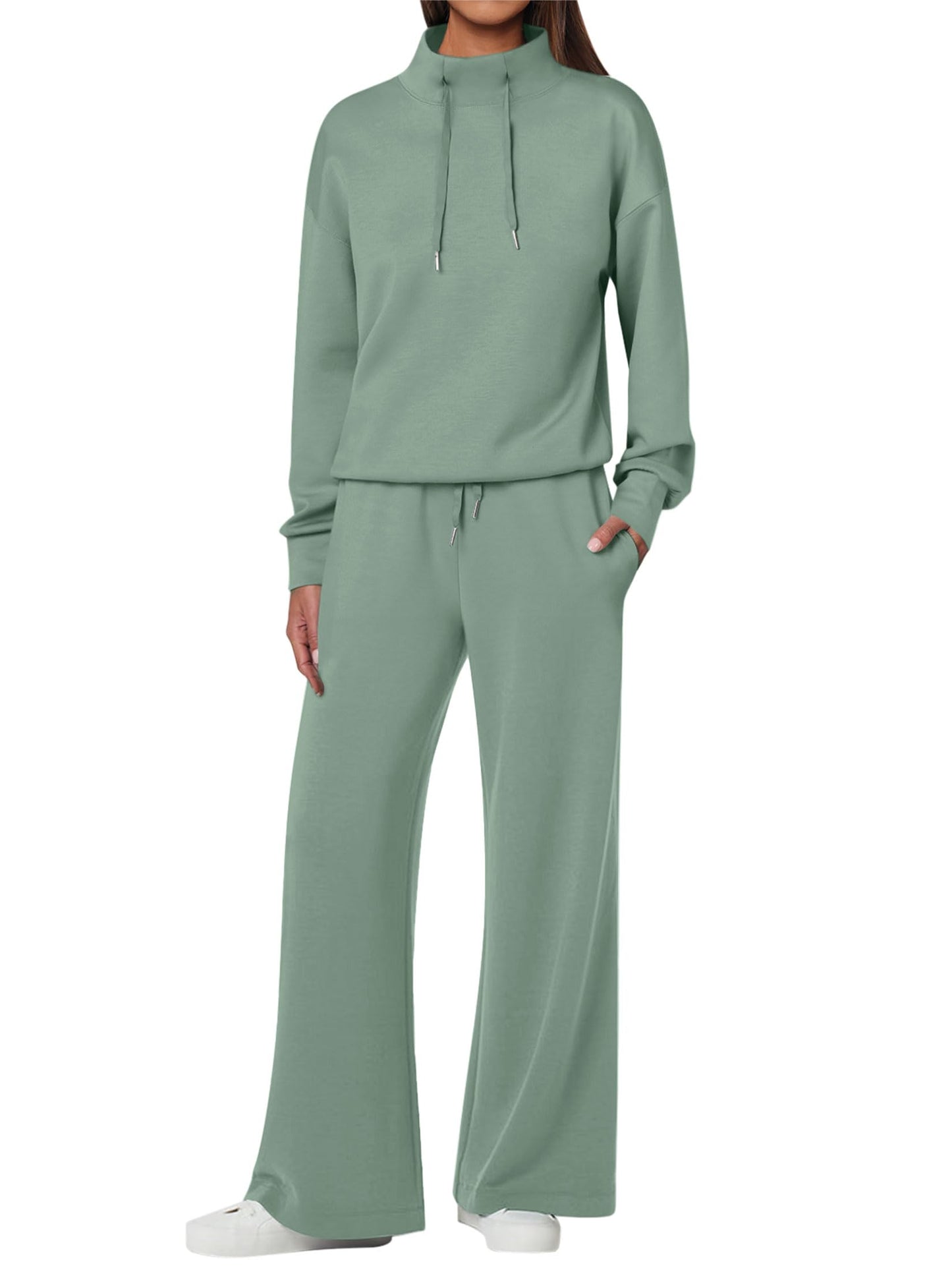 NEU 🔥 Damen Baumwolle Zweiteiler Oversized Kapuzenpullover Weite Beine Jogginghose Lässiges Set