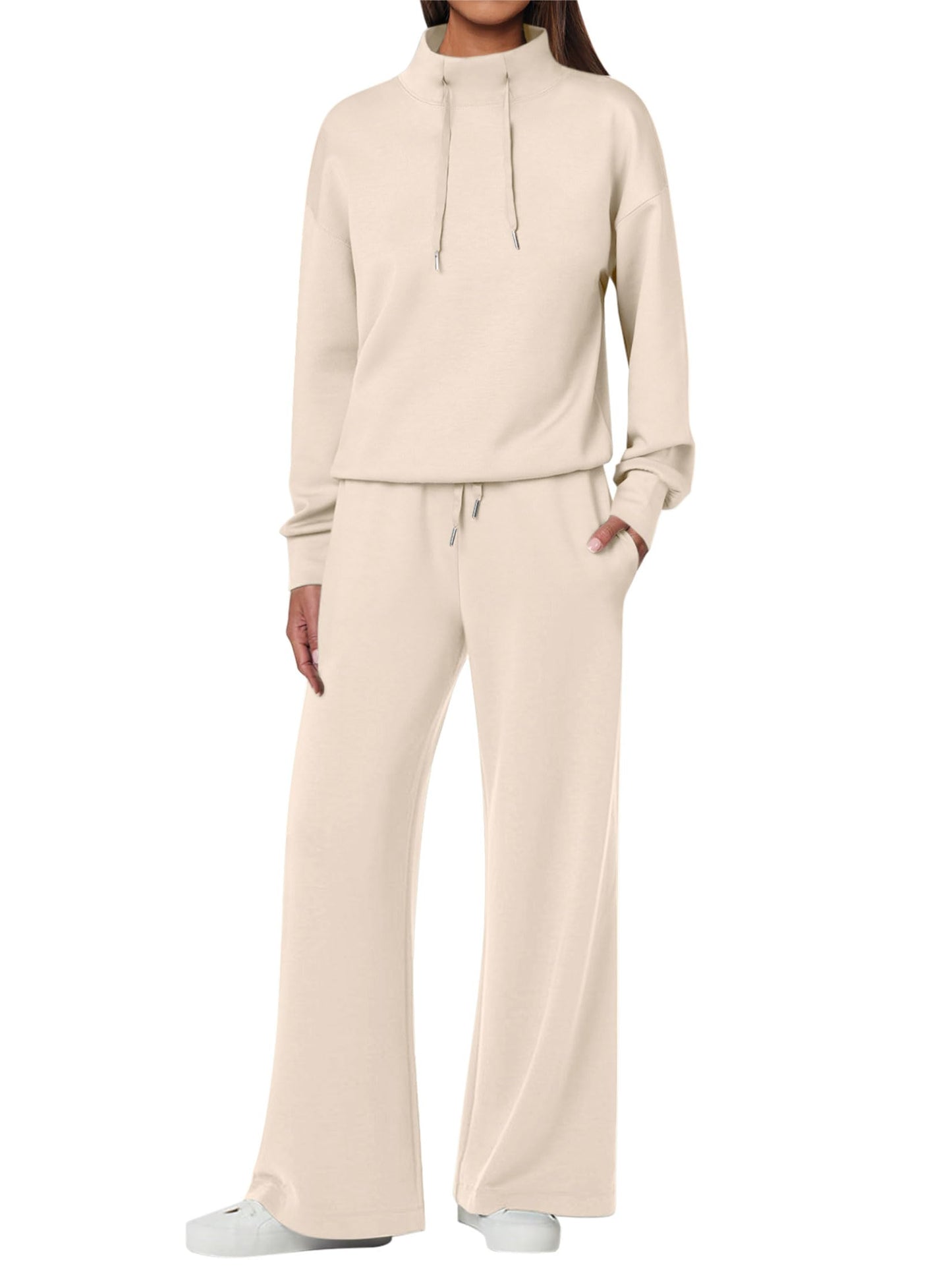NEU 🔥 Damen Baumwolle Zweiteiler Oversized Kapuzenpullover Weite Beine Jogginghose Lässiges Set