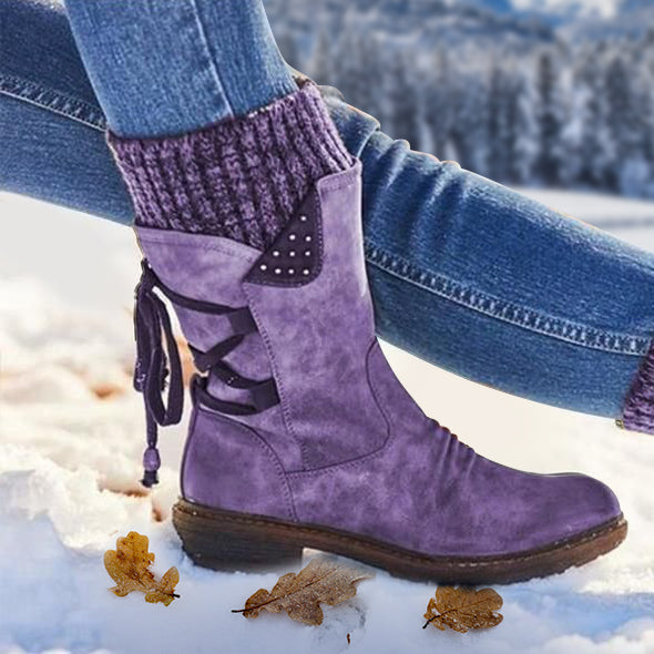 Damen Winter Warme Schnürstiefel