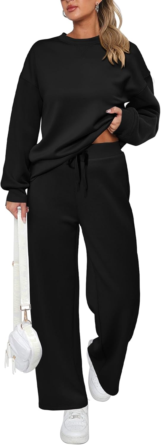 Damen Baumwoll-Zweiteiler Oversize-Half-Zip-Sweatshirt Weite Jogginghose Freizeitanzug