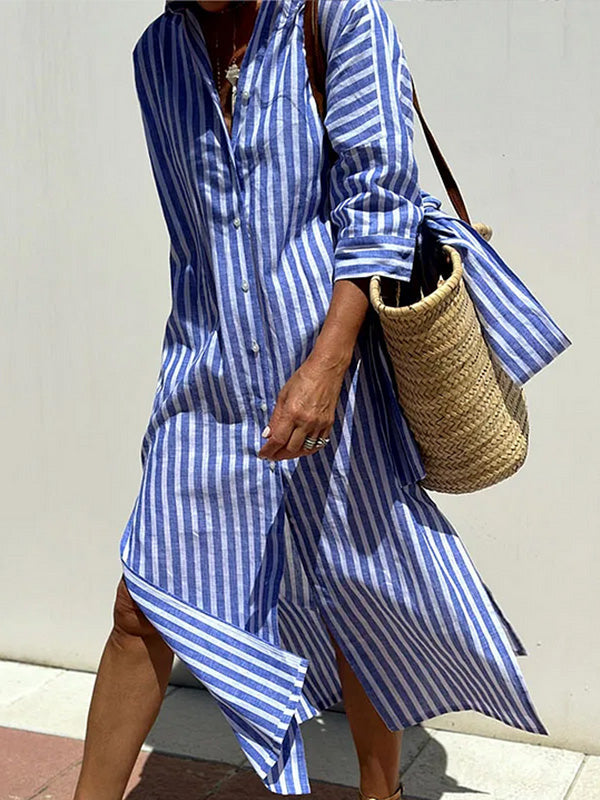 Robe chemise d'été classique à rayures