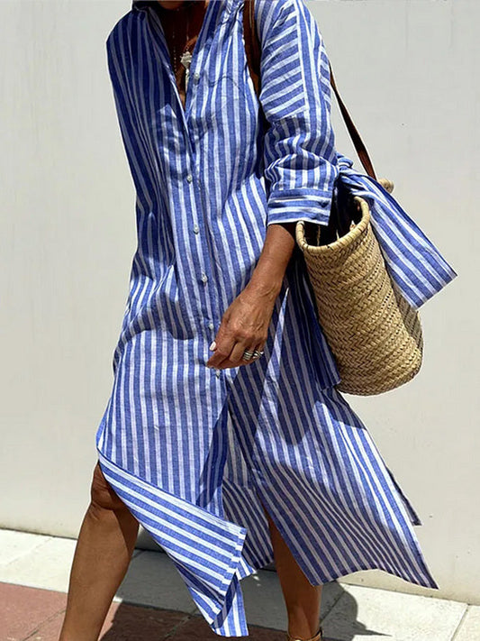 Klassisches gestreiftes Sommer-Hemdkleid
