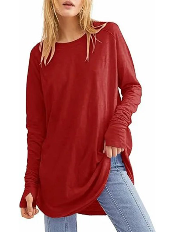 T-shirts amples décontractés pour femmes avec trous pour les pouces (3 achetés = livraison gratuite)