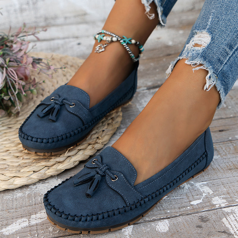 Mocassins pour femme avec nœud, confortables, souples, style vintage