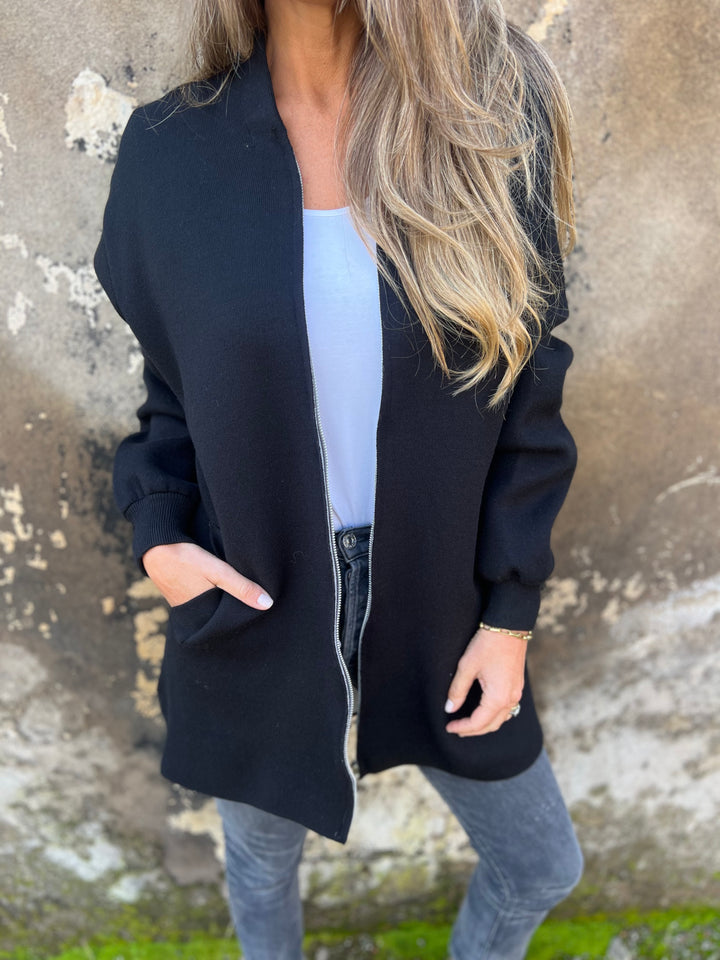 RÄUMUNGSVERKAUF🔥 Rundhals-Reißverschlussjacke mit langen Ärmeln und legerem Schnitt