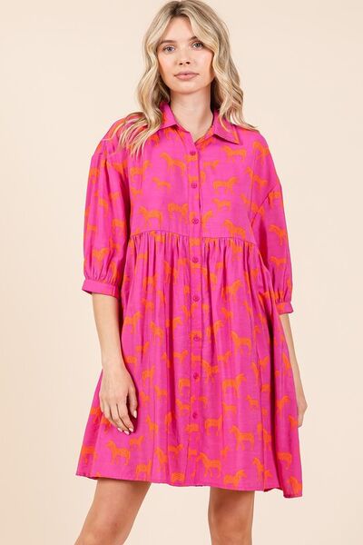 Robe courte boutonnée Mittoshop imprimé zèbre