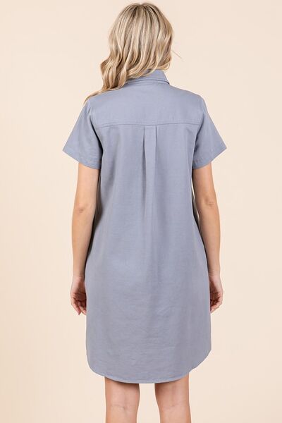 Robe chemise à manches courtes avec col et détails boutonnés Mittoshop