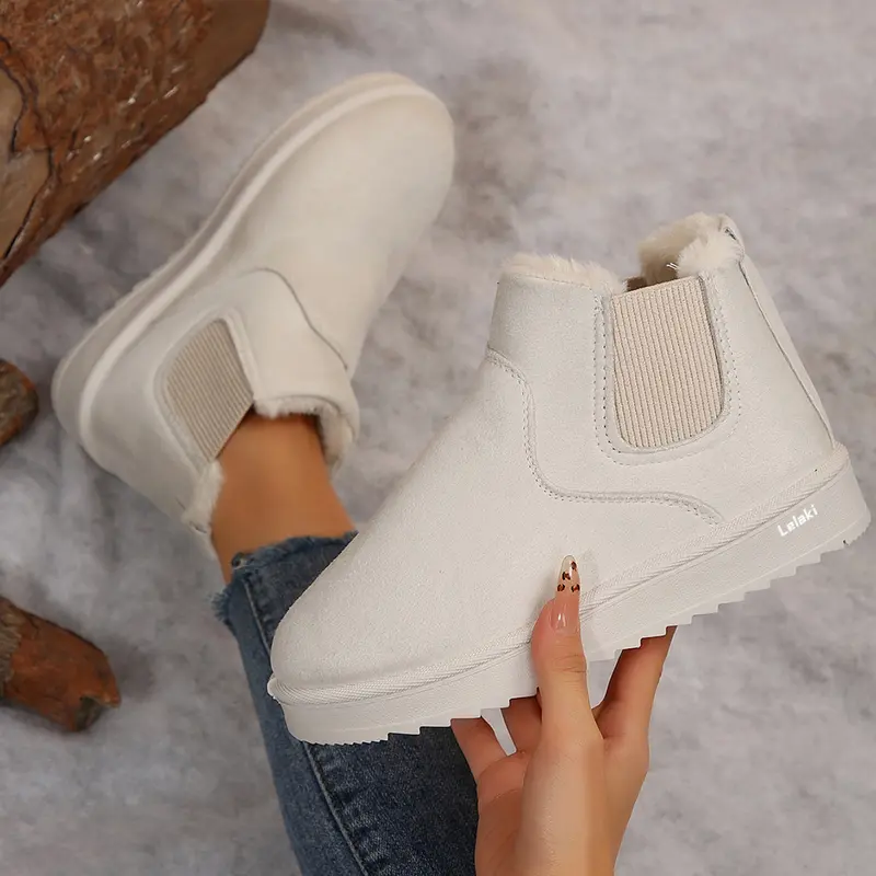 🔥 Heute bestellen & 49% RABATT erhalten - Bequeme, runde, flauschig gefütterte Slip-On Knöchel-Winterstiefel