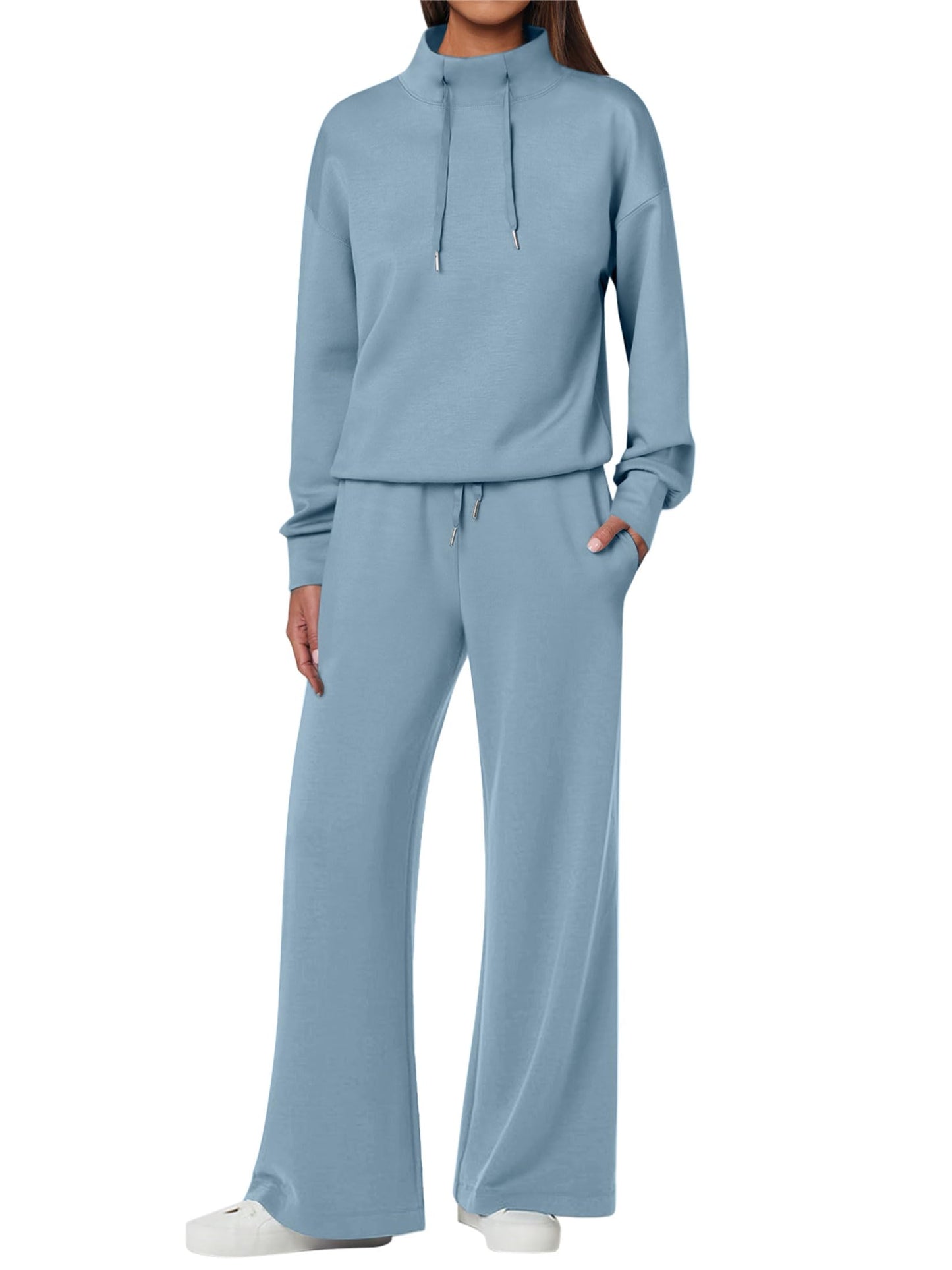 NEU 🔥 Damen Baumwolle Zweiteiler Oversized Kapuzenpullover Weite Beine Jogginghose Lässiges Set