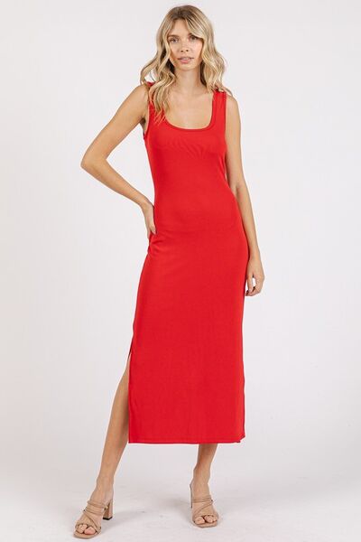 Robe débardeur midi Mittoshop à bretelles larges et fentes latérales