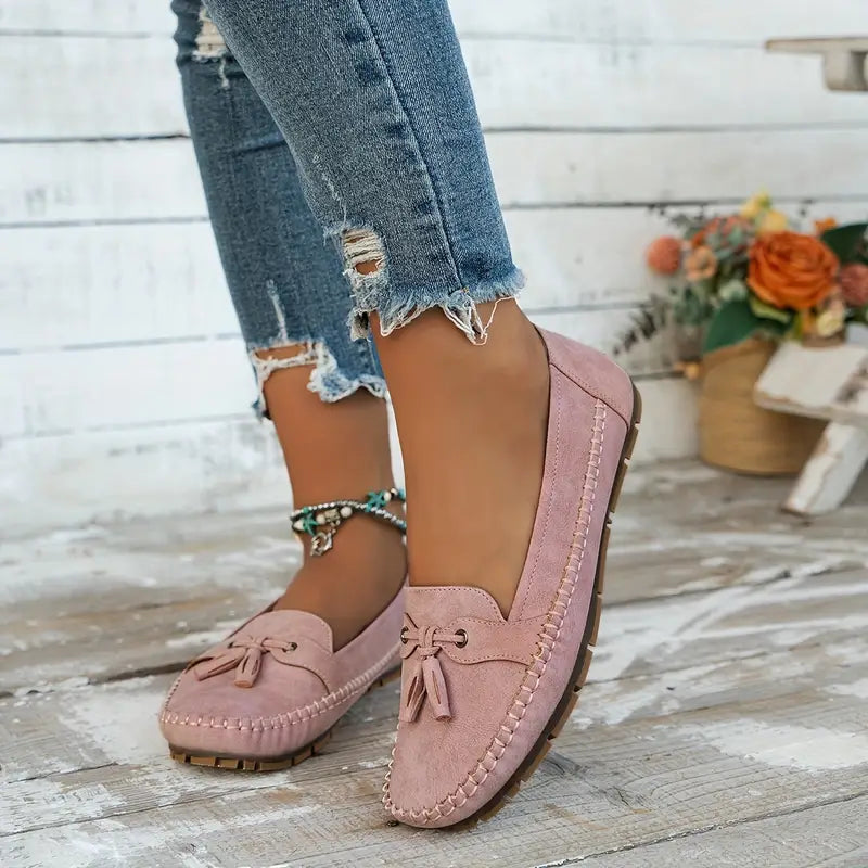 Mocassins pour femme avec nœud, confortables, souples, style vintage