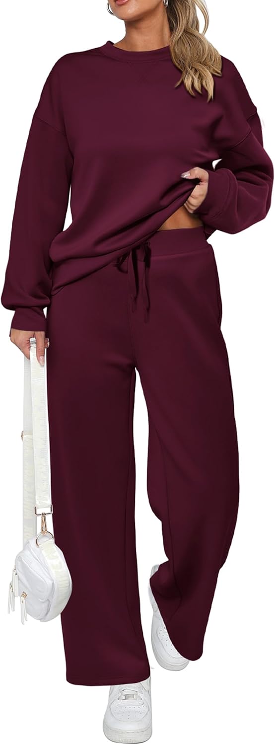 Damen Baumwoll-Zweiteiler Oversize-Half-Zip-Sweatshirt Weite Jogginghose Freizeitanzug