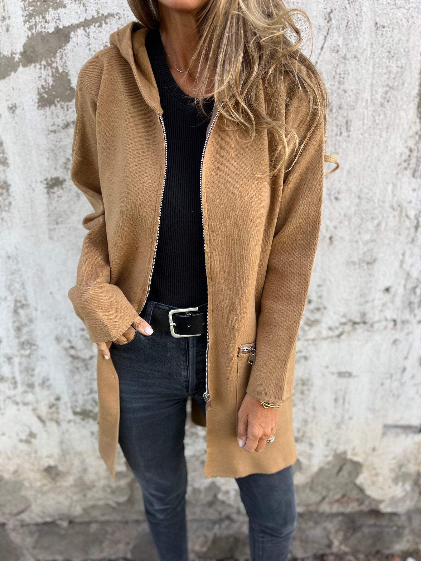 LIQUIDATION 🔥 Veste à capuche à manches longues zippée