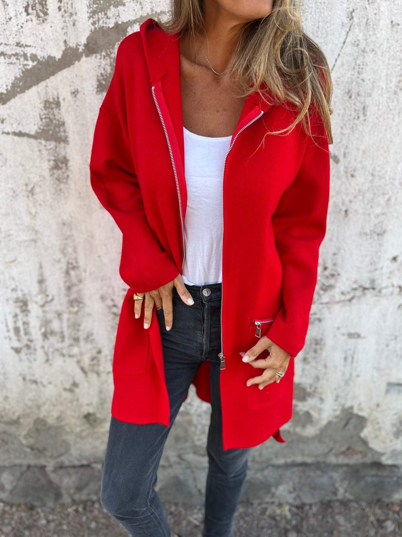 LIQUIDATION 🔥 Veste à capuche à manches longues zippée