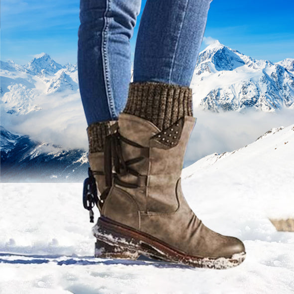 Damen Winter Warme Schnürstiefel
