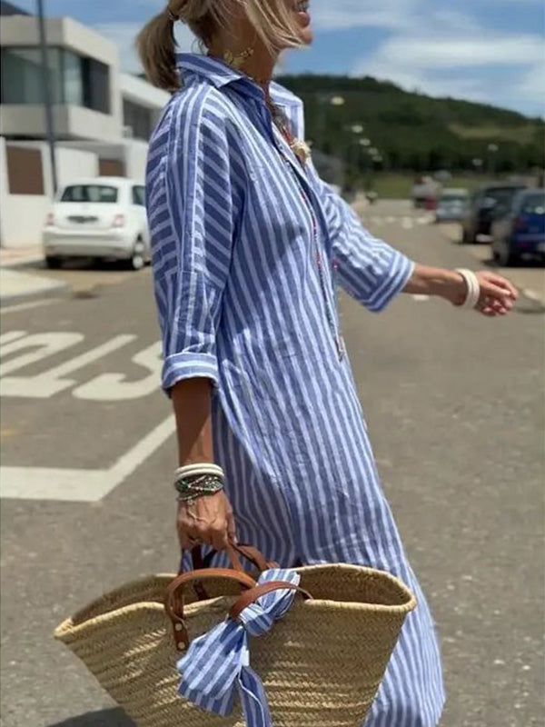 Robe chemise d'été classique à rayures